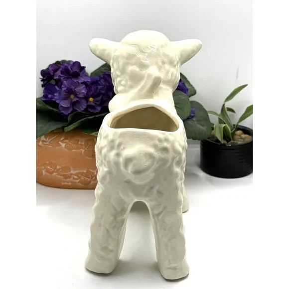 Vintage MCM Ceramic Baby Lamb Planter - Picture 4 of 8